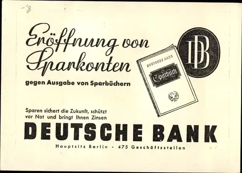 Briefmarken Ak Berlin, Int. Automobil und Motorrad Ausstellung 1939, Deutsche Bank, Sparkonten