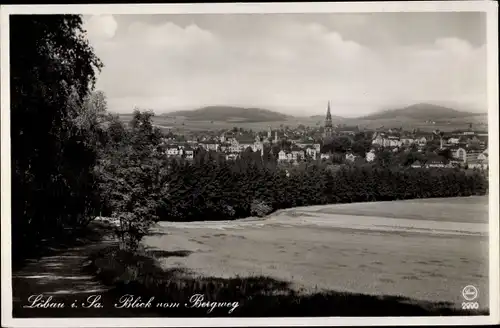 Ak Löbau in Sachsen, Panorama, Blick vom Bergweg auf die Ortschaft