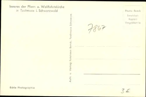 Ak Todtmoos im Hochschwarzwald, Pfarr- und Wallfahrtskirche