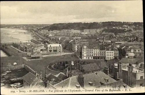 Ak Saint Helier Kanalinsel Jersey, Vue generale de l'Esplanade, General View of the Esplanade