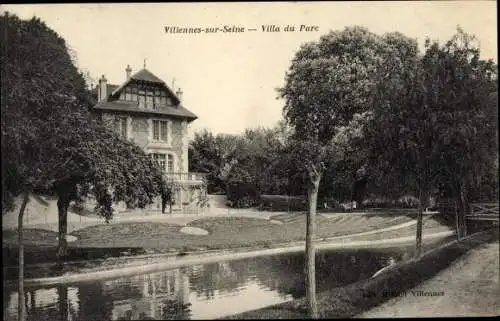 Ak Villennes sur Seine Yvelines, Villa du Parc, vue extérieure, eau, arbres