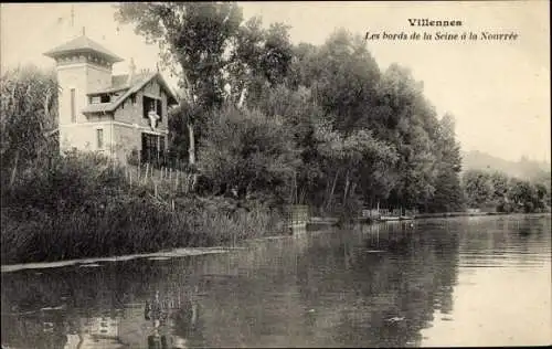 Ak Villennes sur Seine Yvelines, bords de la Seine à la Nourrée, maison