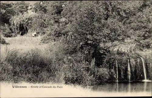 Ak Villennes sur Seine Yvelines, Grotte et Cascade du Parc