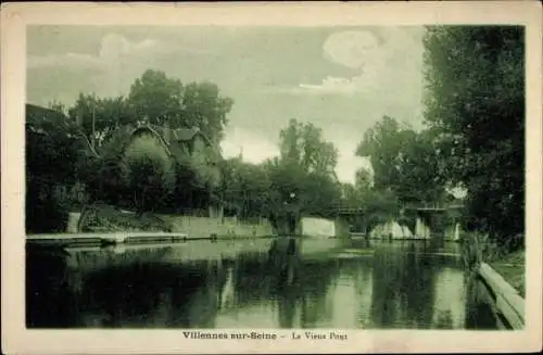 Ak Villennes sur Seine Yvelines, vieux Pont, rive