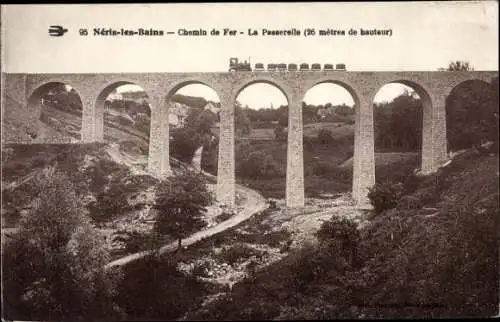 Ak Néris les Bains Allier, Chemin de Fer, La Passarelle