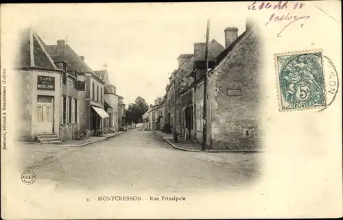 Ak Montcresson Loiret, Rue Principale