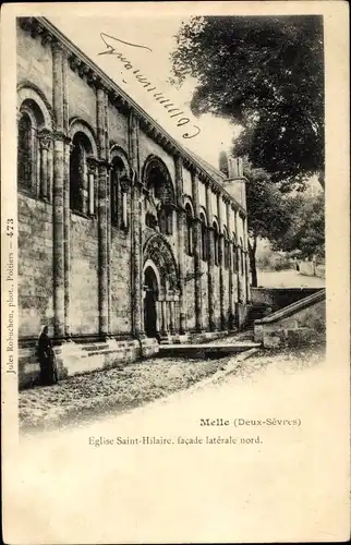 Ak Melle Deux Sèvres, Eglise Saint Hilaire, facade laterale nord