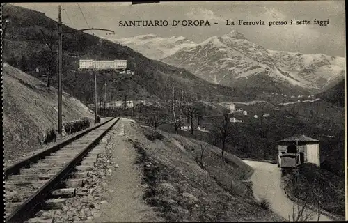 Ak Oropa Biella Piemonte, Santuario di Oropa, La Ferrovia presso i sette faggi