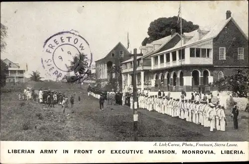 Ak Monrovia Liberia, Liberian Army in Front of Executive Mansion