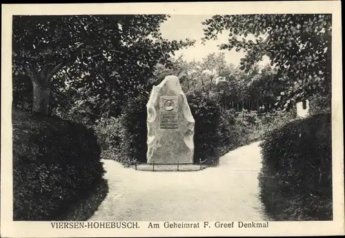 Ak Viersen in Nordrhein Westfalen, Hohebusch, Am Geheimrat F. Greef Denkmal