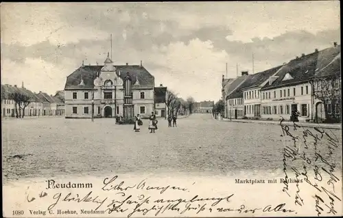 Ak Dębno Neudamm Neumark Ostbrandenburg, Marktplatz, Rathaus