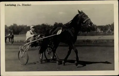 Ak Rennpferd Lortzing, Jockey A. Blanke