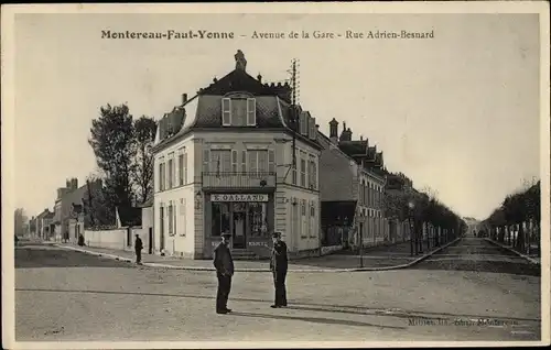 Ak Montereau Fault Yonne Seine et Marne, Avenue de la Gare, Rue Adrien Besnard, Maison E. Galland