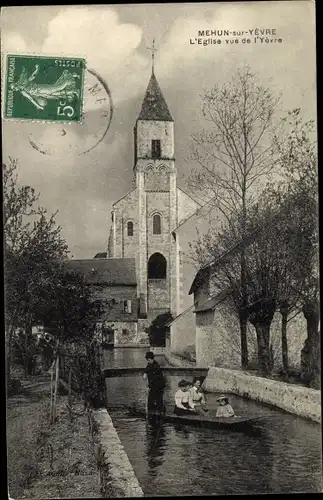 Ak Mehun sur Yevre Cher, L'Eglise vue de l'Yevre