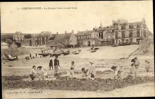 Ak Arromanches Calvados, La Grande Cale a maree basse