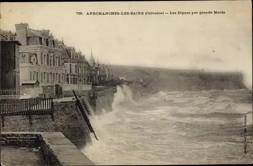 Ak Arromanches Calvados, Les Digues par grande Maree