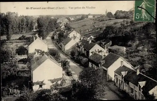 Ak Saint Florent Cher, Vue prise du viaduc