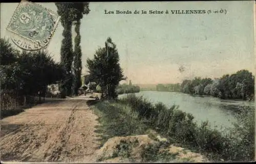 Ak Villennes sur Seine Yvelines, Bords de la Seine, rue sablonneuse