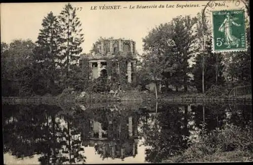 Ak Le Vésinet Yvelines, le Réservoir du Lac Supérieur, rive