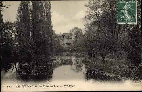 Ak Le Vésinet Yvelines, un coin du Lac, rive