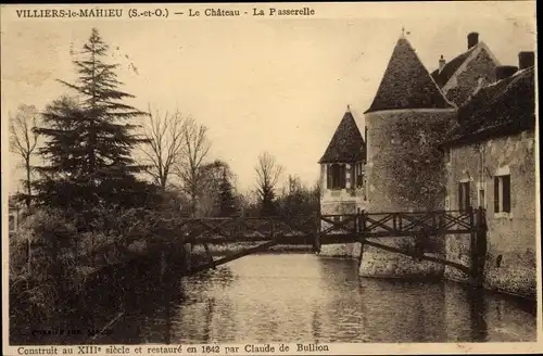 Ak Villiers le Mahieu Yvelines, Chateau, Passerelle