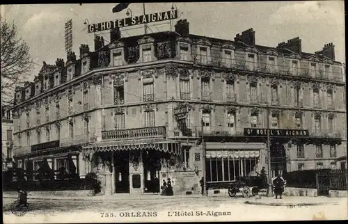 Ak Orléans Loiret, Hôtel St Aignan, vue générale, entrée principale