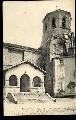 Ak Secondigny-en-Gatine Deux Sèvres, L'Eglise du XII siecle