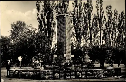 Ak Meppel Drenthe Niederlande, Monument Mr. Harm Smeenge