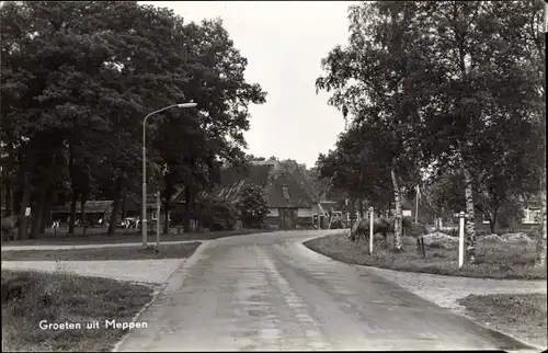 Ak Meppen Drenthe, Straßenpartie, Pferd