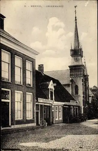 Ak Meppel Drenthe Niederlande, Groenmarkt, Kerk