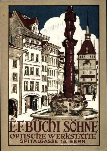 Künstler Ak Bern Stadt Schweiz, E. F. Büchi Söhne, Optische Werkstätte, Spitalgasse 18