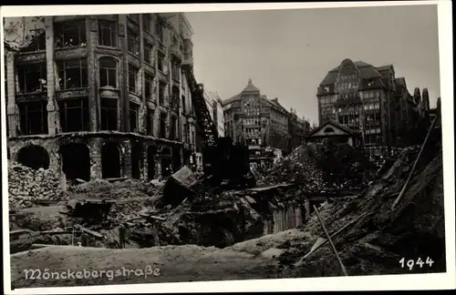 Foto Ak Hamburg Mitte Altstadt, Mönckebergstraße, Gebäuderuinen, Kriegszerstörung 1944
