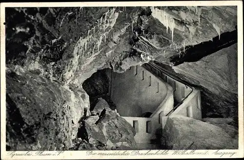 Ak Syrau Rosenbach im Vogtland, die neu entdeckte Drachenhöhle Walhalla mit Ausgang