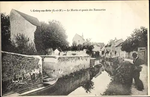 Ak Crécy en Brie Crécy la Chapelle Seine et Marne, Le Morin et quais des Tanneries, Ruderboote