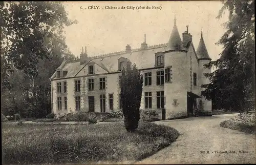 Ak Cély Seine et Marne, Chateau de Cely, cote du Parc