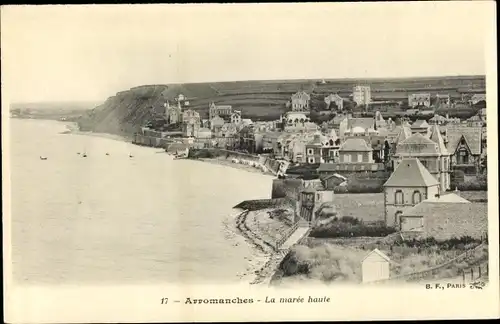 Ak Arromanches Calvados, La maree haute