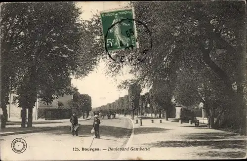 Ak Bourges Cher, Boulevard Gambetta