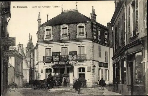 Ak Bourges Cher, Place des Quatre Piliers