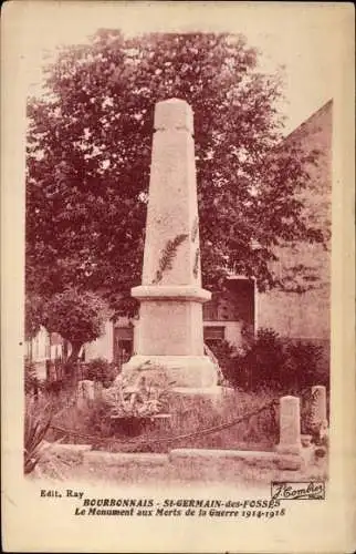 Ak St Germain des Fosses Allier, Le Monument aux Morts de la Guerre