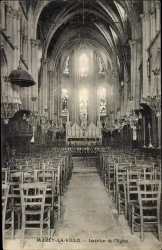Ak Marly la Ville Aisne, Interieur de l'Eglise