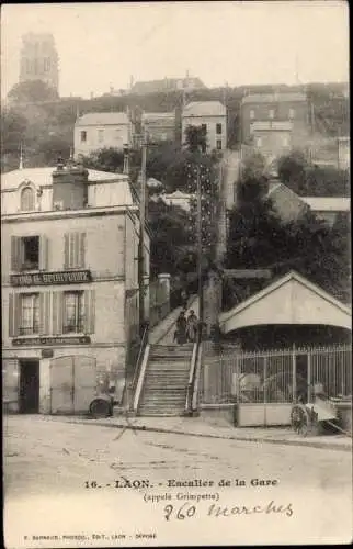 Ak Laon Aisne, Escalier de la Gare, appele Grimpette, Vins & Spiritueux