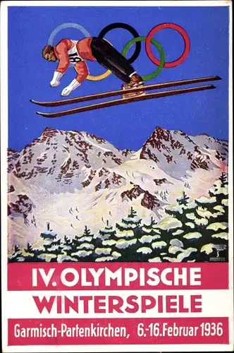 Ak Garmisch Partenkirchen in Oberbayern, IV. Olympische Winterspiele 1936, Skispringen