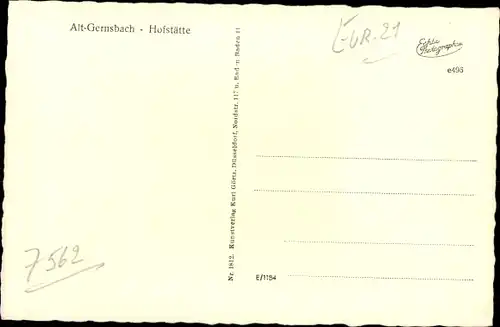 Ak Gernsbach im Murgtal Schwarzwald, Hofstätte, Fachwerk, Gasthof