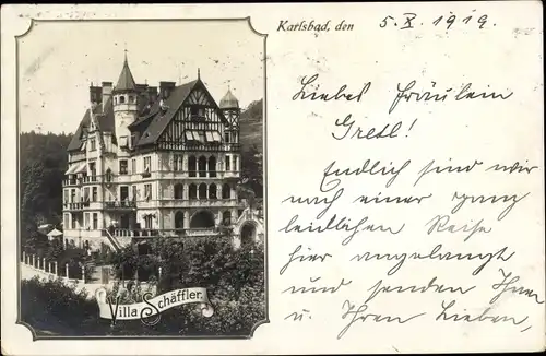 Ak Karlovy Vary Karlsbad Stadt, Villa Schäffler