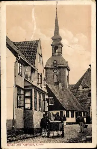 Ak Kappeln an der Schlei, Kirche, Wohnhäuser, Postboten