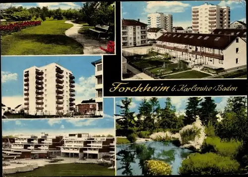 Ak Forchheim in Oberfranken Bayern, Hochhäuser, Wohnsiedlung, Teich