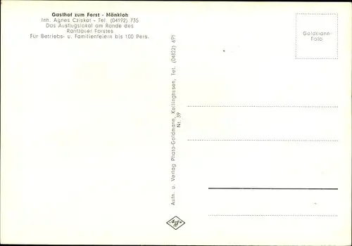 Ak Mönkloh Schleswig Holstein, Gasthof zum Forst, Innenansicht