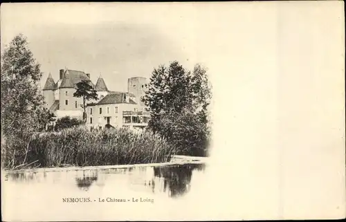 Ak Nemours Seine et Marne, Le Chateau, Le Loing