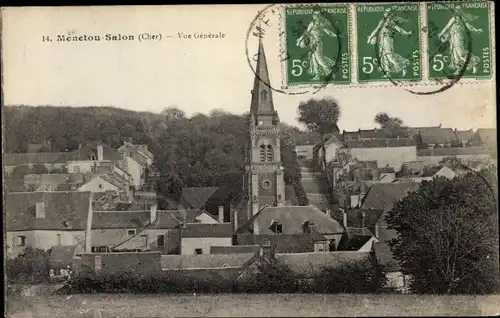 Ak Menetou Salon Cher, Vue générale, Eglise