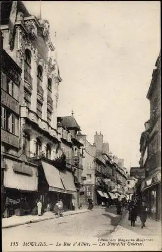 Ak Moulins Allier, La Rue d'Allier, Les Nonvelles Galeries